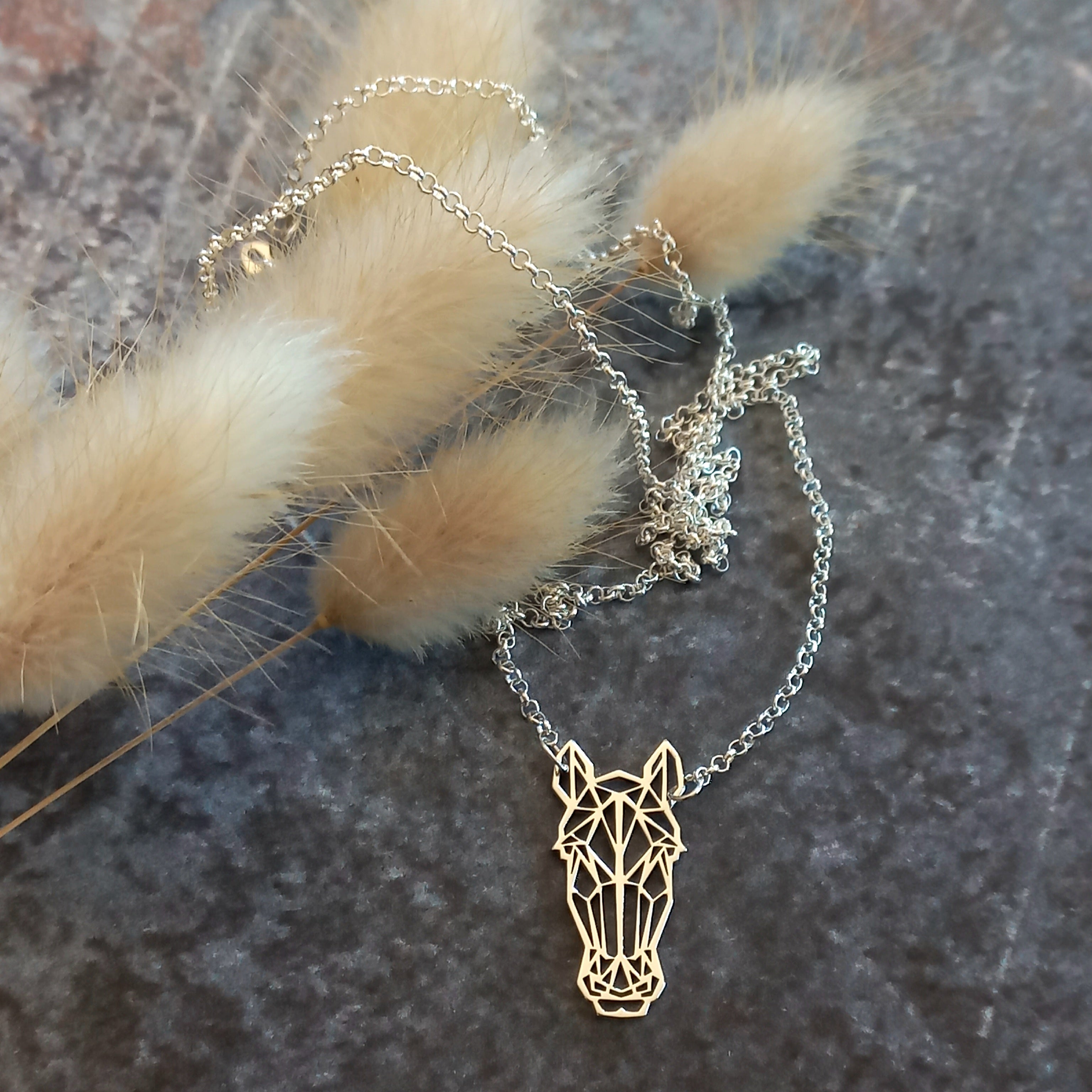Origame horse necklace