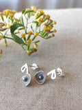 Oxidised flower cutout studs