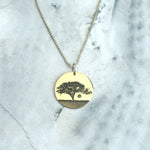 There are few things as striking as the sun setting over the African Savannah.  This pendant captures the beauty of the sun setting behind an Acacia tree.  This pendant can be manufactured in silver, copper, brass or 9ct gold.