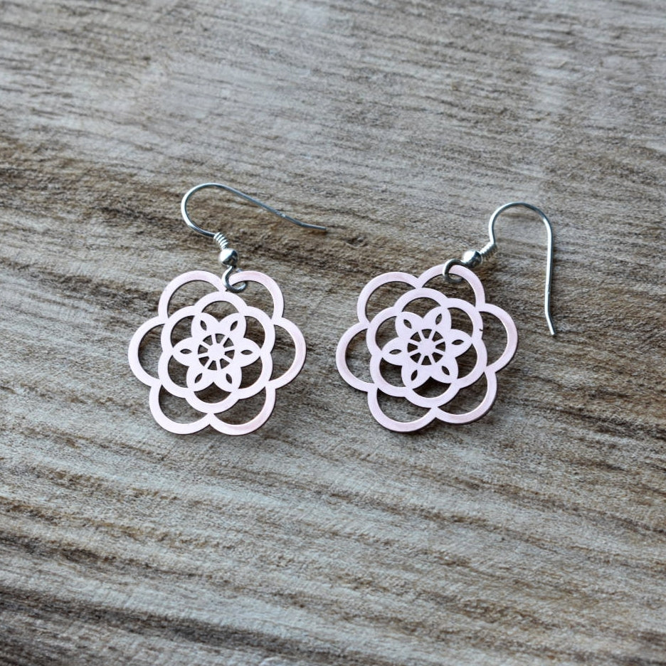 Floral filigree hook earrings