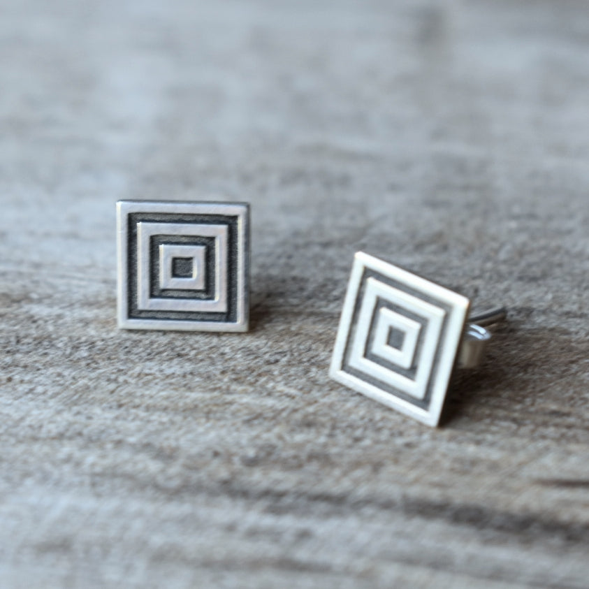 Square engraved studs