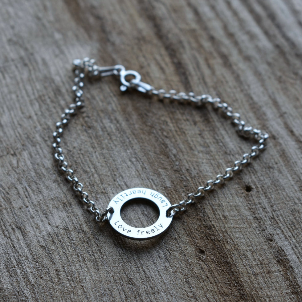 Motto washer bracelet