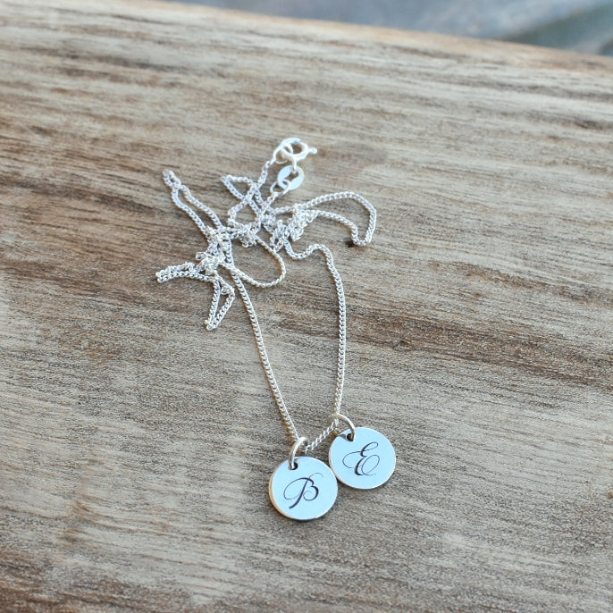 Engraved letter disc pendant