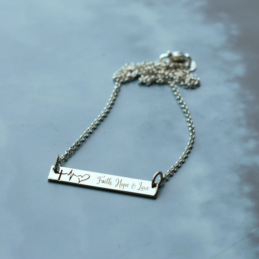 Faith Hope Love bar necklace