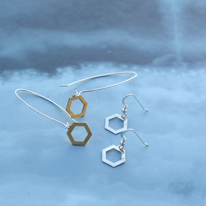 Open hexagon hook earrings