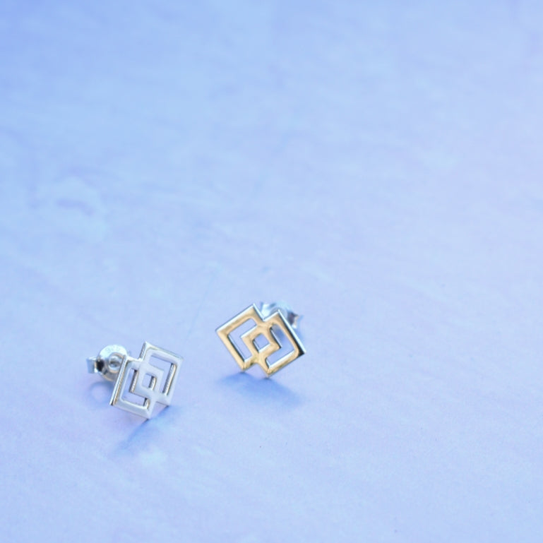 Double open square studs