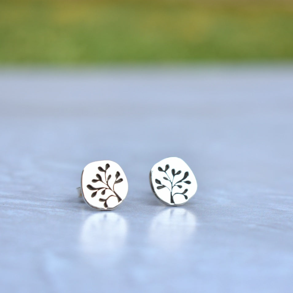 Tree engraved disc studs