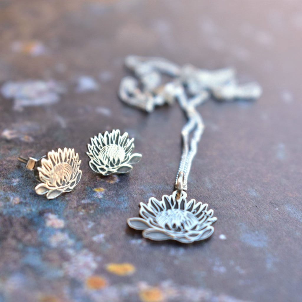 Protea cutout pendant