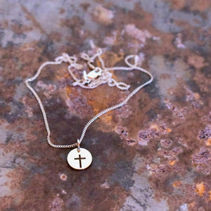 Cross engraved disc Pendant