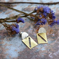 Combination half-oval and rectangle stud earrings