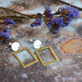 Combination circle and rectangle stud earrings