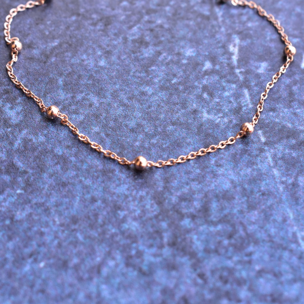 Beaded rolo chain, 1.2 mm - 9ct Gold