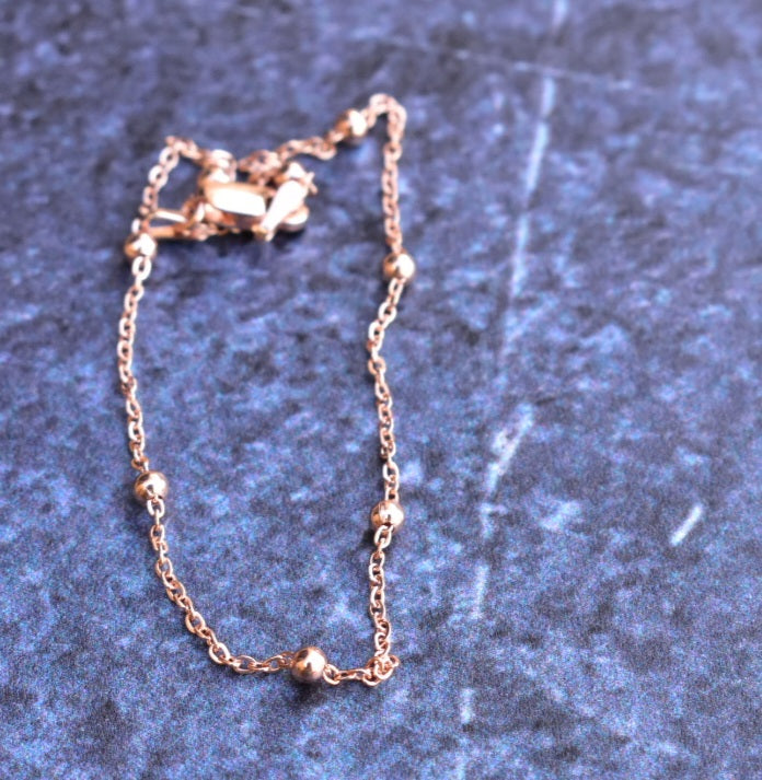 Beaded rolo chain, 1.2 mm - 9ct Gold