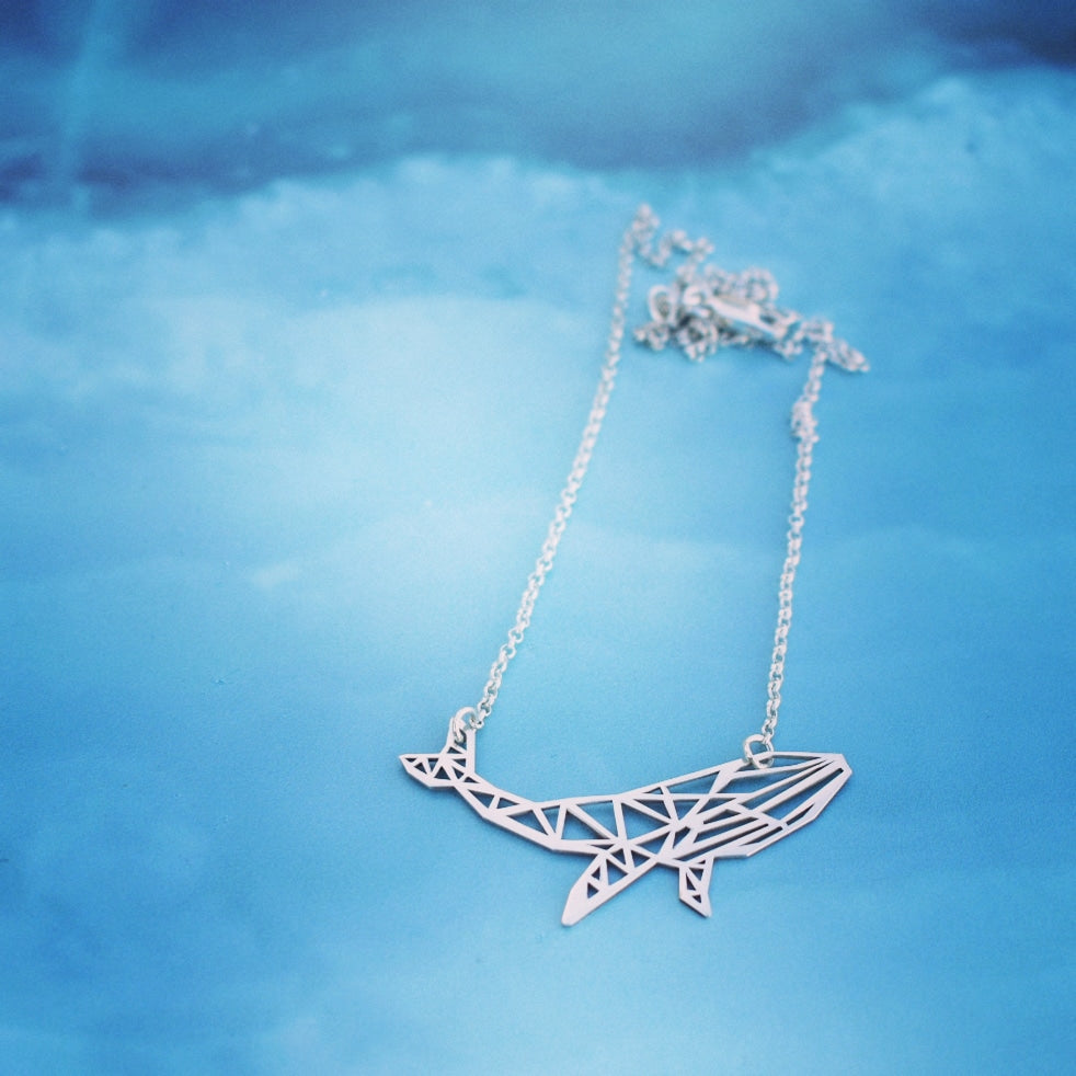 Origame whale necklace
