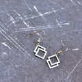 Double square geometric hook earrings