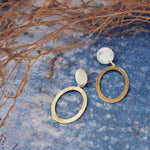 Combination circle and oval stud earrings