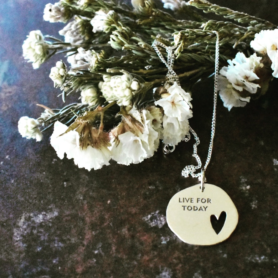 Free form Motto disc pendant